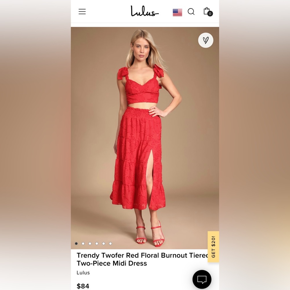 LuLus Two piece top and midi skirt